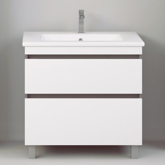 Комплект мебели напольный PIANO 80 (тумба + раковина Эйфория-80), цвет белый/серый