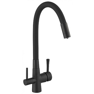 Смеситель SAVOL для кухонной мойки под фильтр питьевой воды ЧЁРНЫЙ с гибким черным изливом S-L1806H-