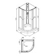 Душевая кабина Риф 90*90 А 1/4 круга, низ. подд., Белый, ДН01, Без крыши, Грейс (6 мест+сифон D90м