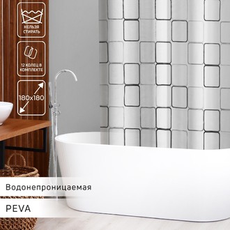 Шторка для ванны 180х180 PEVA 