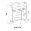 Тумба для ванны напольная Joli 80 2 двери, 2 ящика с раковиной Балтика 80