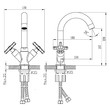 Смеситель двуручный для умывальника с поворотным изливом 212мм, хром ROSSINKA RS39-62U