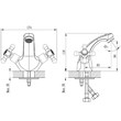 Смеситель двуручный для умывальника, монолитный, хром ROSSINKA H02-61R