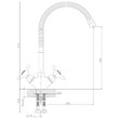 Смеситель для кухни  двуручный с гибким изливом, хром ROSSINKA Q02-75