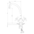 Смеситель для кухни  двуручный с поворотным изливом 260 мм, хром ROSSINKA Y02-71U